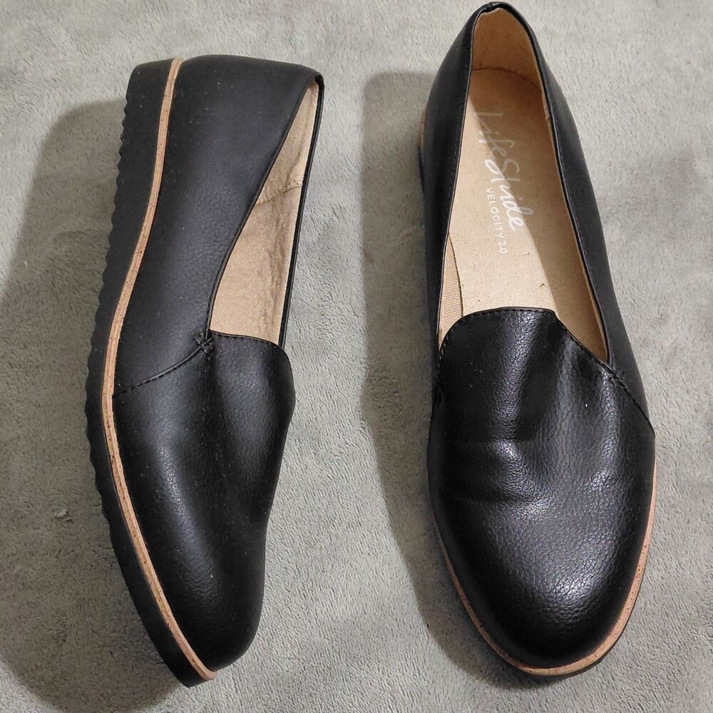 LifeStride Velocity 2.0 Zendaya Loafers Womens 9 M Black Slip On Round Toe Flat